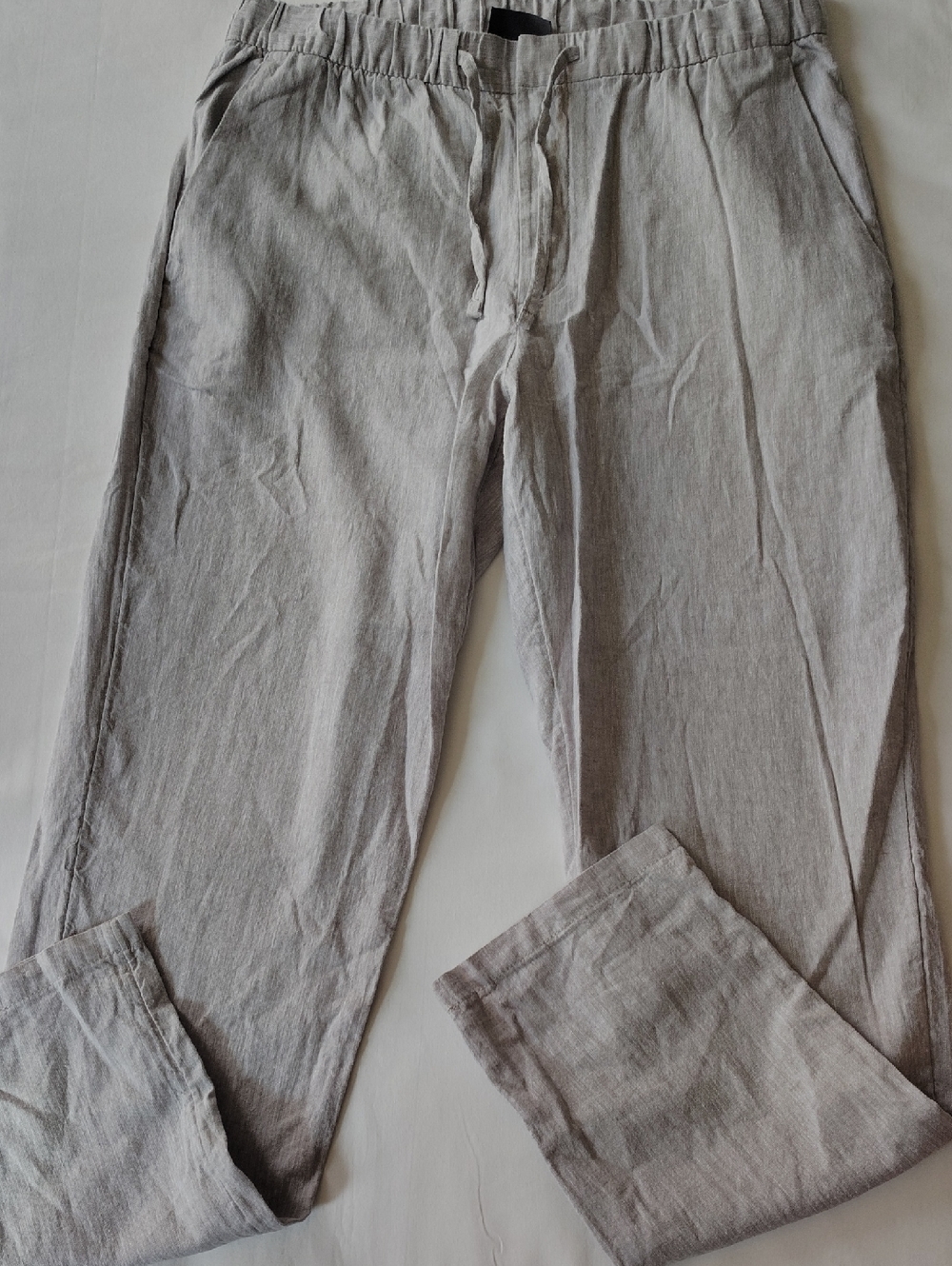 H&M Men's Light Gray Linen-Blend Drawstring Pants EUC Small Light Weight